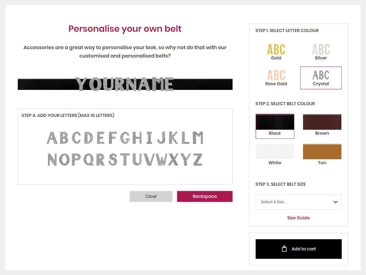 Alphabelt Personalised Belts Preview Tool